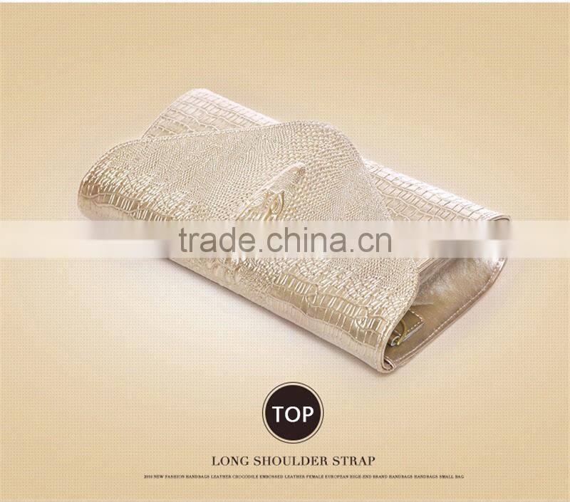 Women Clutch Bags Vintage Leather Crocodile Pattern Envelope Shoulder Ladies Small Messenger Bag