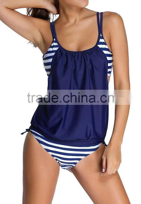 EY0039A Vertical Stripe Print Straps Short Bodysuit for Swimming Wear Sexy Beach Clothes