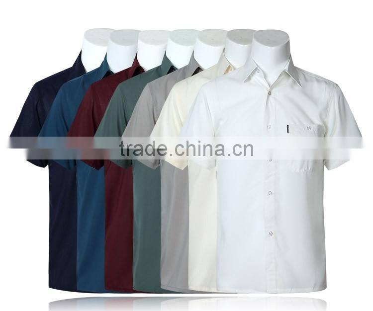 Juqian custom High quality mens plain pure soft textile cotton colors short sleeve work shirt