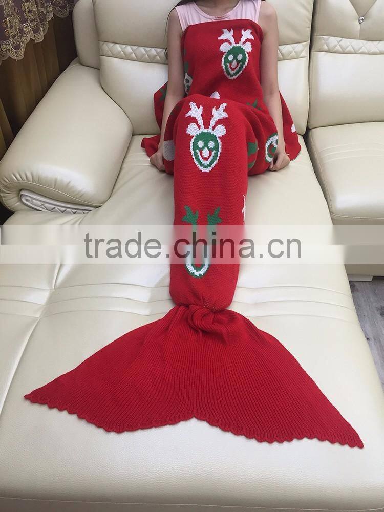 YIYU 2017 ugly christmas kids and adults knitted mermaid tail blankets