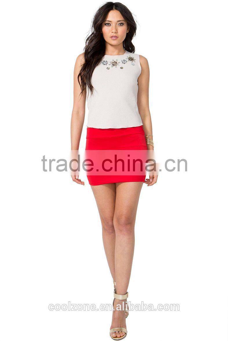 2015 high quality fashion elastic banded mini skirt ladies short skirt