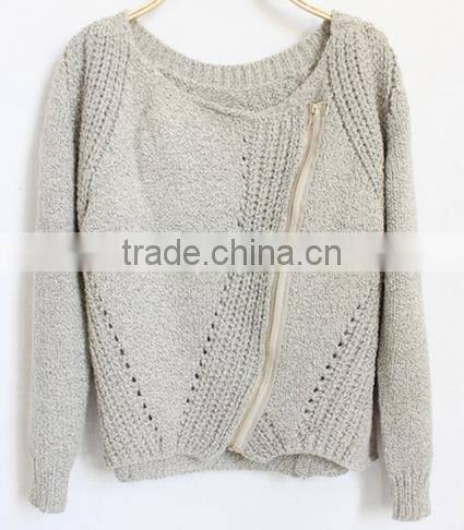 2014 hot sell wholesale high quality cotton long sleeve fashionable zip-up cardigan