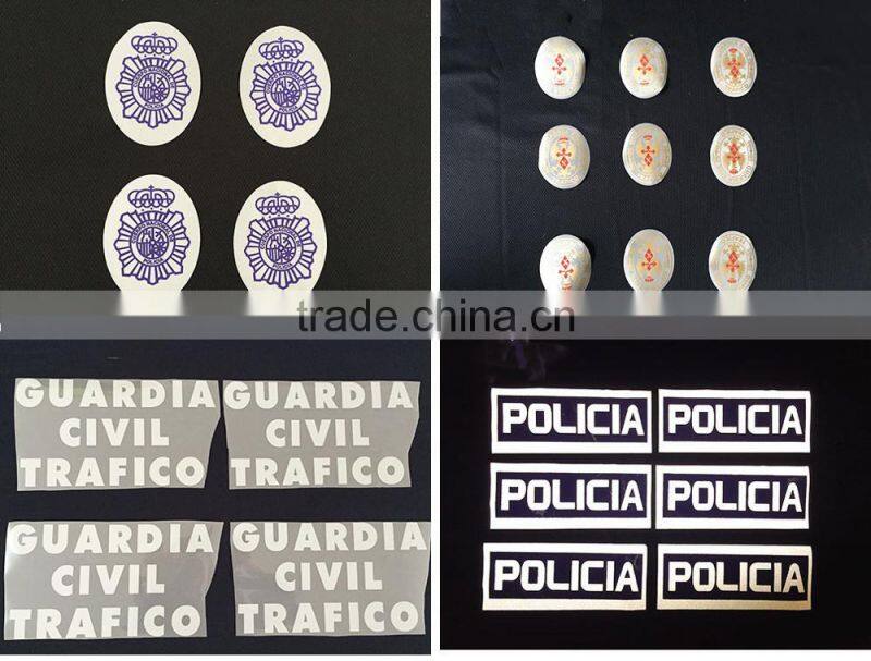 Relfective chest emblem reflective logo be heated on polo shirt for Spain market