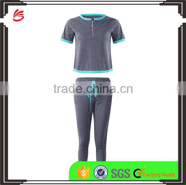 2017 OEM custom plain womens tracksuit set ladies tracksuit morning run blank tracksuit with hood