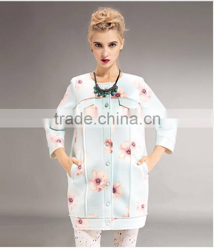 women's full print space cotton snap cardigan longline Hoodie dress/Sweatshirt