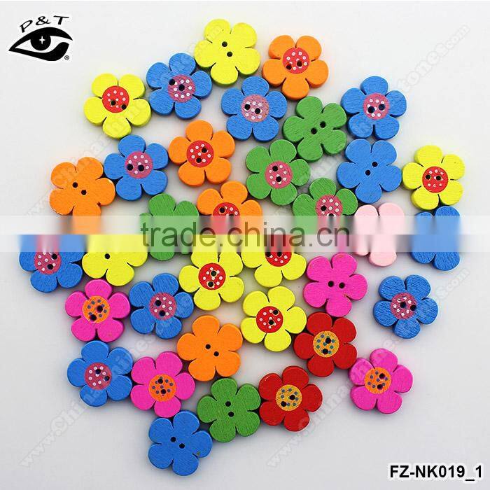 20MM Flower shape wood buttons for clothing shoes diy sewing accessories