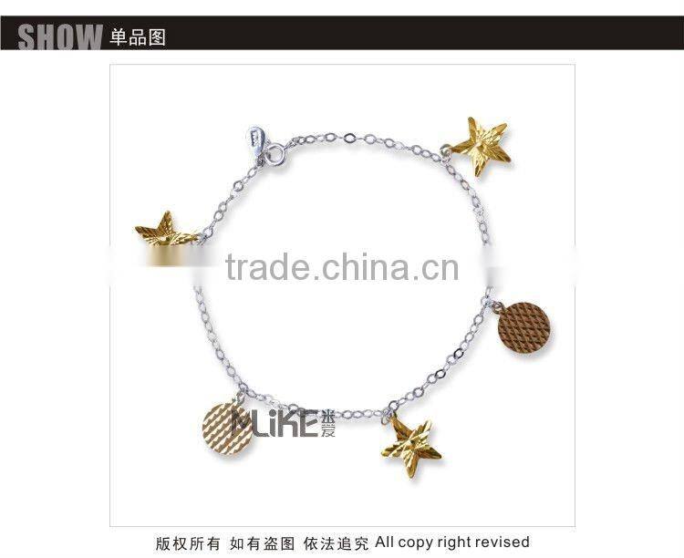 moon and star 925 silver bracelet