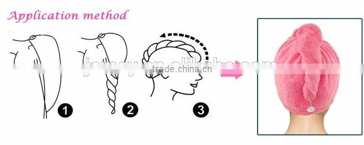 towel shower cap ,quick drying hair towel wrap with button wholesale