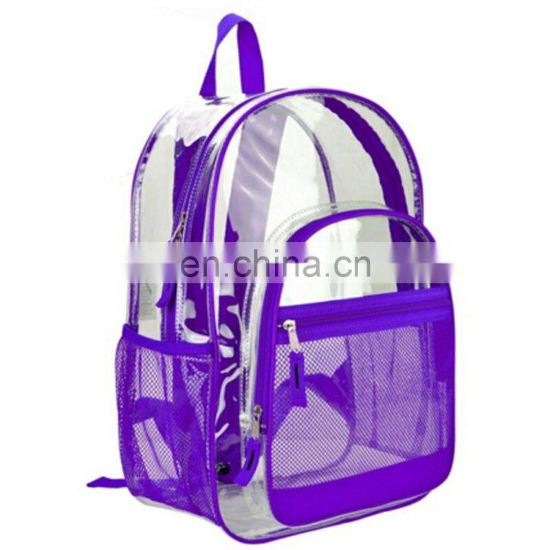 Clear Transparent Color Trim Kids PVC School Book Bag