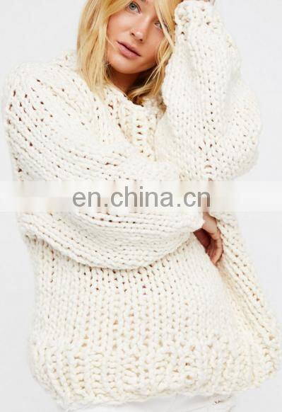 Oversized sweater Tunics for women of long sleeve apricot knit ladies tops with latest chunky handmade design as crochet