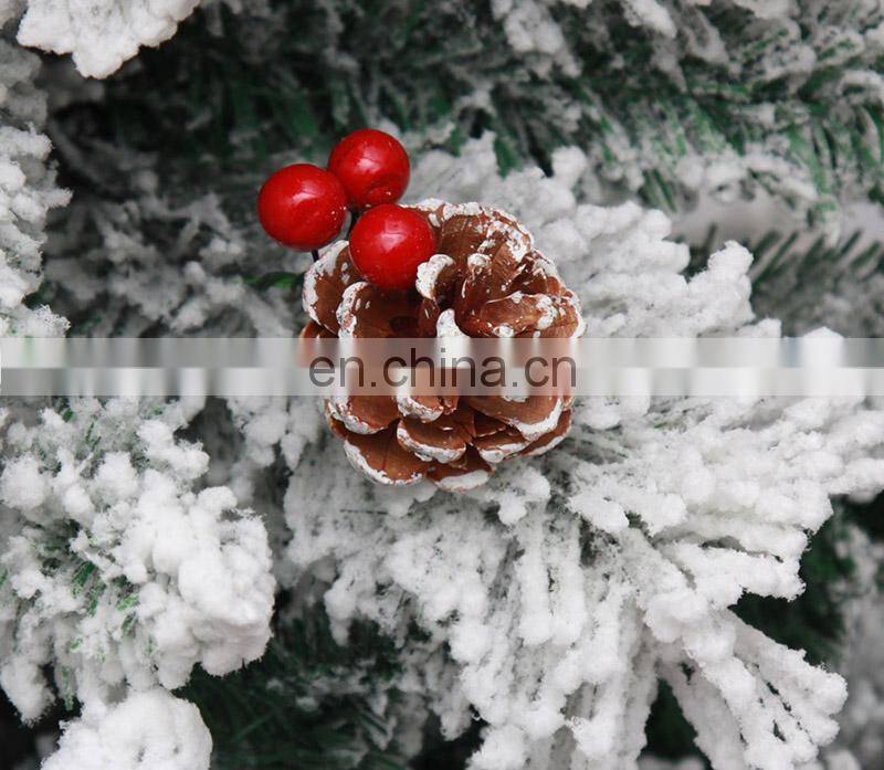 Snow Flocked White Christmas Tree with Red Pinecone xmas Tree Fake Christmas Tree