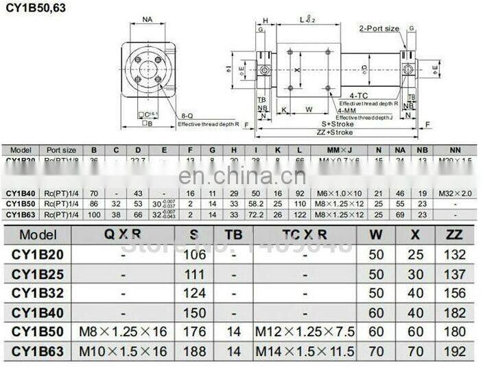 High quality aluminum alloy double-acting rodless air cylinder