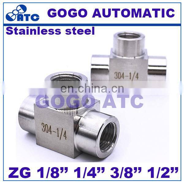High quality Quick coupler ZG 1/2'' female thread stainless steel 304 sanitary three 3 way T type high pressure connect tubing f
