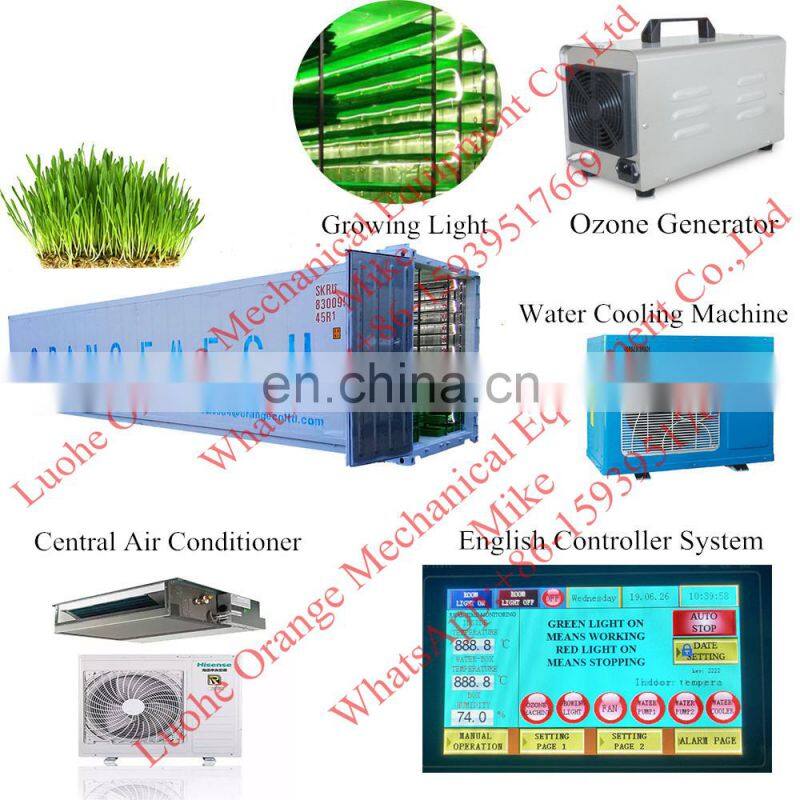 factory price professional automatic 1000kg/day green barley grass hydroponic fodder machine/hydroponic fodder container