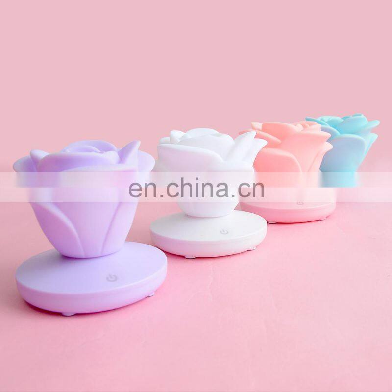 Battery powered rose shaped led light desk lamp for promotion gifts
