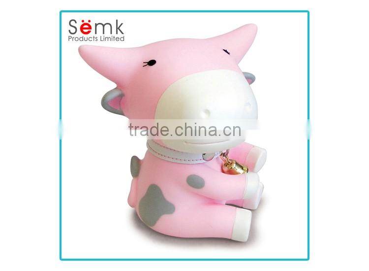 Gifts for kids pvc material cow shape pink personalized desk table pen holder