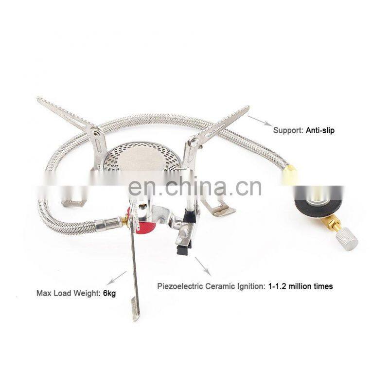 Aluminum Alloy Stainless Steel Outdoor Burn Camping Gas Stove Gas-powered with Piezo Ignition Hiking