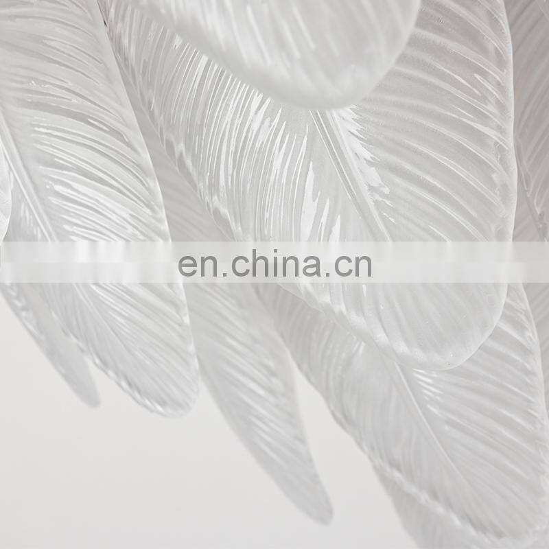 Glass Feather Plume Modern handmade Nordic bedroom Luxury New Chandelier