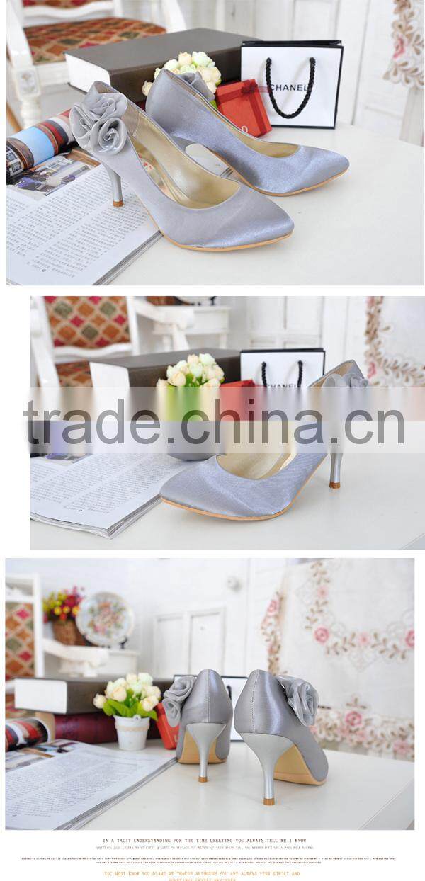 hot sale elegant designer lady silver gray bridal wedding office party dress shoes