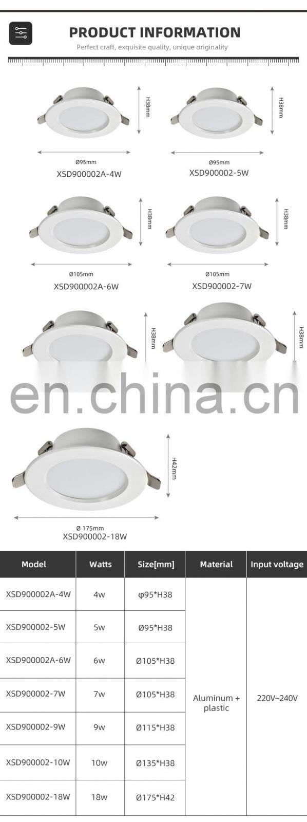 HUAYI Home Corridor Decoration SMD 4W 5W 6W 7W 9W 10W 18W Commercial LED Down Light