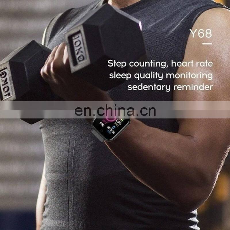 Y68 Smart Watch Heart Rate Blood Oxygen Fitness Sport Tracker Bracelet Waterproof Smartwatch Y68 D20