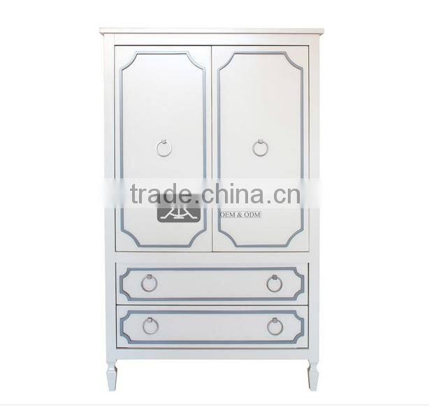 WD-056 European Style Bedroom White Plywood Armoire Wardrobe