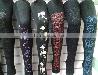 fashion winter flower embroidery women leggings