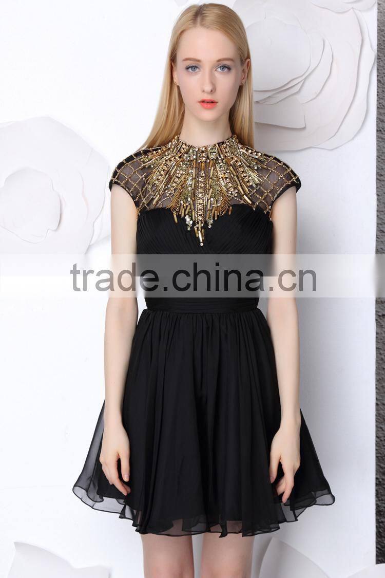 Factory price new arrival ladies diamond black 100% handmade ladies mini skirt haute couture evening dresses
