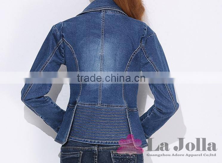 2016 Fashion Collar Butterflies Small Suit Design Denim Jacket For Women LD-054