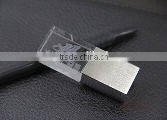 Customized Logo Engrave Promotion Mini Crystal jewellery 32GB 64GB USB Flash Memory Drive with LED Light