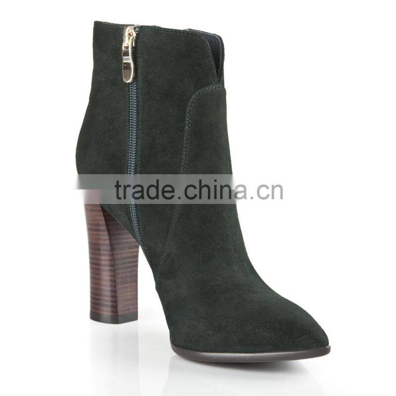 Fashionable American Women Wooden Heel Stiletto Boots Ladies