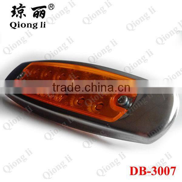 Amber 12 LED Truck Trailer Side Marker Clearance LightS / Stainless Steel Bezel