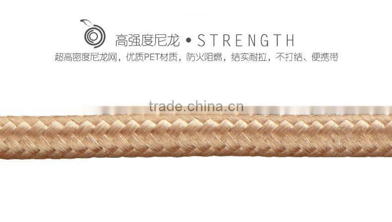 Original GOLF 3M Metal nylon weave Micro USB 2.1A Fast Sync And Charge cable for Android Mobile Phone