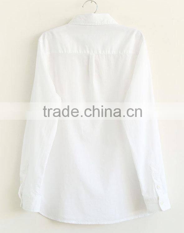 ladies cotton simple top shirt nude color long sleeve blouse