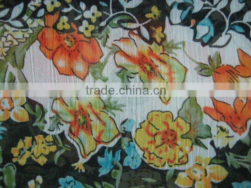 flower design printed chiffon fabric