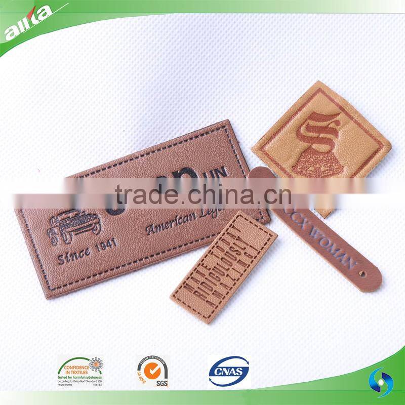 Cool car printed high quality leather patch label for clothing