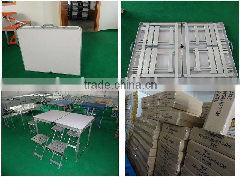 Wooden folding picnic table and chairs