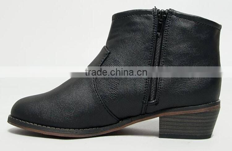 flat low heel brush leahter ladies ankle boots, causal slip on leather boot