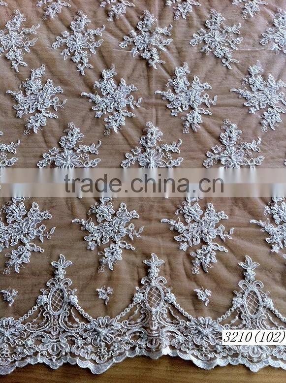 2015 wholesale fashion cording lace fabric for bridal