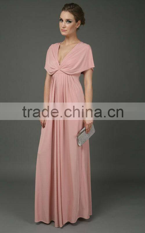 cap sleeve chiffon wedding dress pink red deep v evening dress smocked dresses for adult