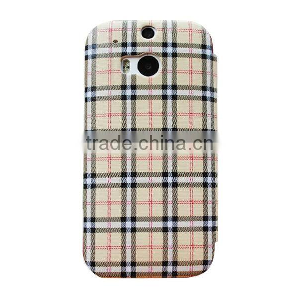 For HTC one M8 female phone grid case, for HTC M8 cute girl's style visible winbdow case