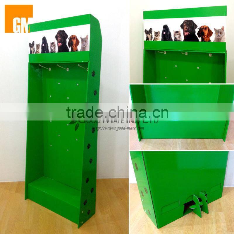 Floor Hook Display for Pets,Cardboard Corrugated Display Shelf