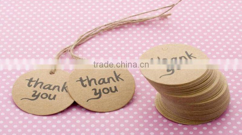 100Pcs/lot 4x4CM Thank You Brown DIY Scrapbooking Kraft Paper Hang Tag Favor Gift Packaging Labels With Jute Twines