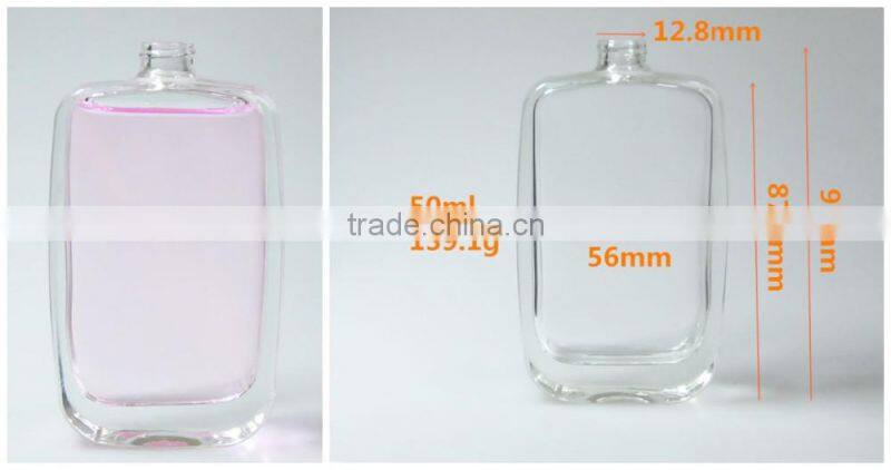 50ml transparent empty glass perfume bottle with spray cap