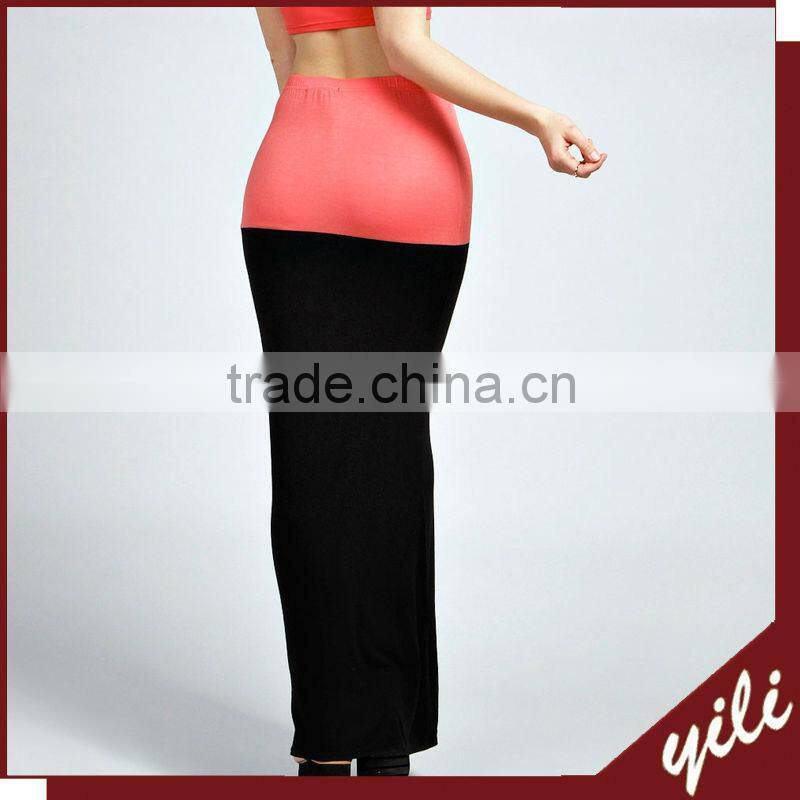 contrast color cotton jersey indian long skirts