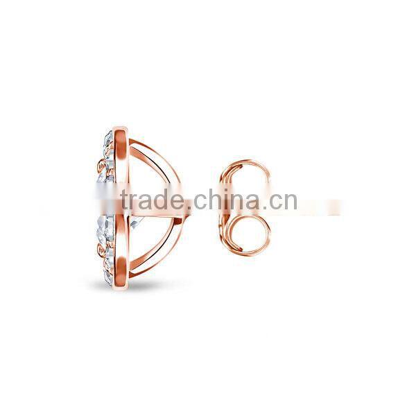 925 silver earrings Rose Gold Round Diamond Halo Stud Earrings ladies earrings designs pictures