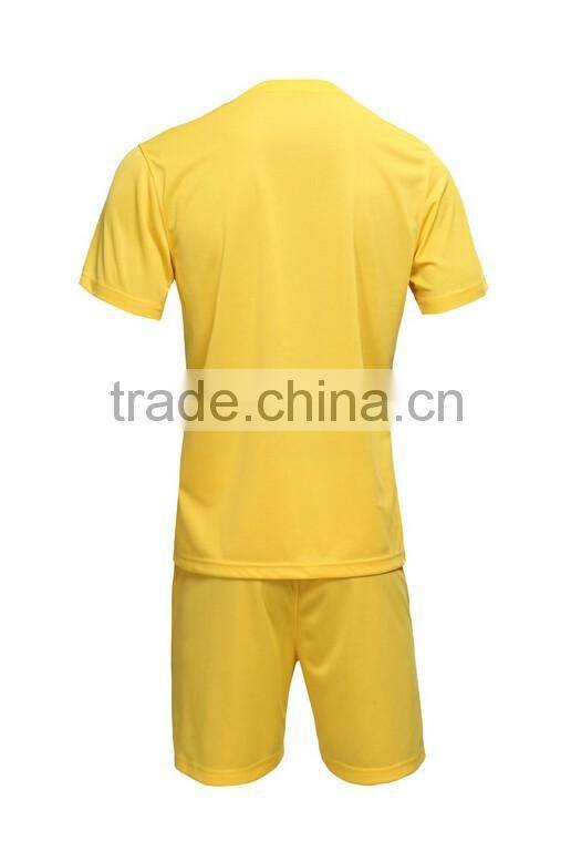2016 100% polyester polyester yellow grid soccer uniforms