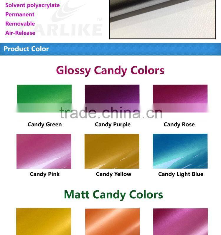 New Design 1.52x20m 5x65ft CARLIKE Candy-Colored Car Wrapping Vinyl Roll