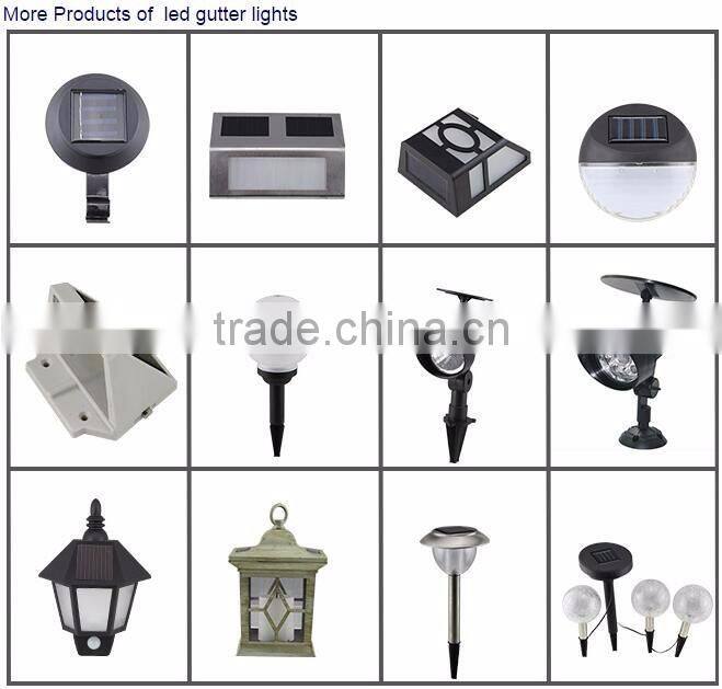 Water Resistant with Switch Solar Powered 3-led Gutter Light Fence Lamp Outdoor Solar Gutter LED Lights