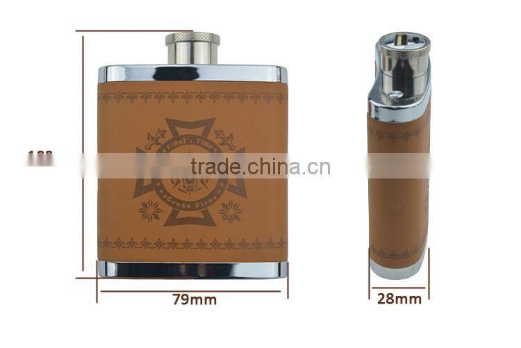 2016 Sale promotion led indicate and faux leather CE ROHS power bank/10800mah flask power bank with electronic products